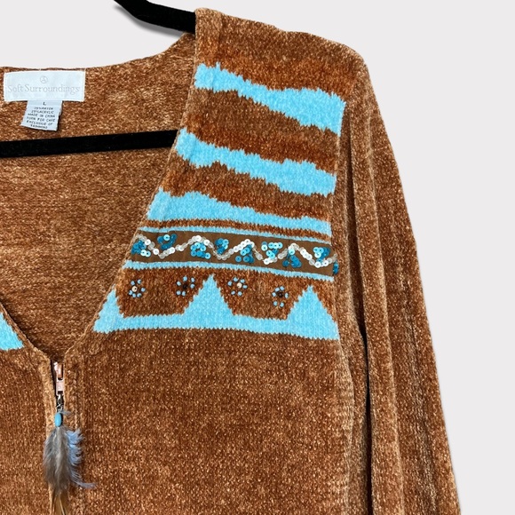 Soft Surroundings Brown and Blue Sweater - Picture 3 of 6